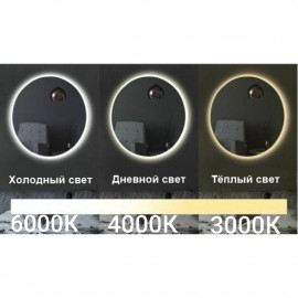Круглое настенное зеркало со светодиодной LED-подсветкой Нела 